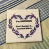 I AM AWESOME Wall Art Ceramic Tile Sign Gift Idea Home Decor Positive Saying {{ JAMsCraftCloset }}