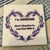I AM AWESOME Wall Art Ceramic Tile Sign Gift Idea Home Decor Positive Saying {{ JAMsCraftCloset }}