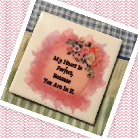 MY HEART IS PERFECT Wall Art Ceramic Tile Sign Gift Home Decor Positive Quote {{ JAMsCraftCloset }}