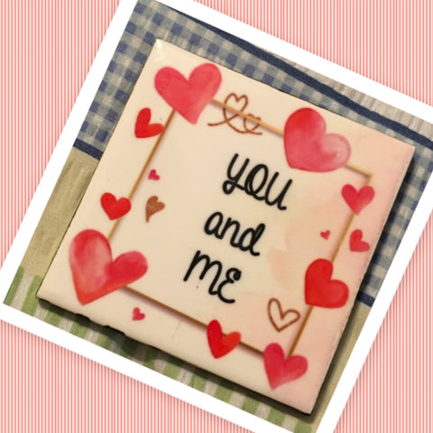 YOU AND ME Wall Art Ceramic Tile Sign Gift Home Decor Positive Quote {{ JAMsCraftCloset }}