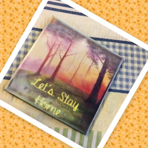 LET'S STAY HOME Wall Art Ceramic Tile Sign Gift Home Kitchen Decor {{ JAMsCraftCloset }}