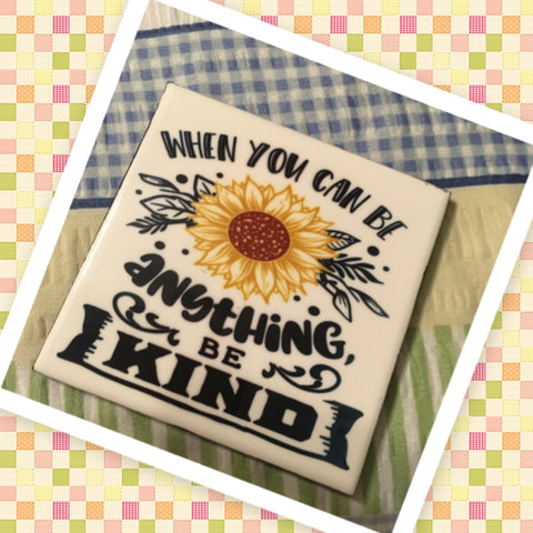 BE KIND Wall Art Ceramic Tile Gift Home Decor Positive Quote Affirmation {{ JAMsCraftCloset }}