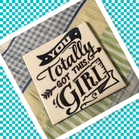 YOU GOT THIS Colored Wall Art Ceramic Tile Gift Home Decor Positive Quote Affirmation {{ JAMsCraftCloset }}