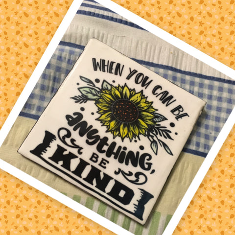 BE KIND Wall Art Ceramic Tile Gift Home Decor Positive Quote Affirmation {{ JAMsCraftCloset }}