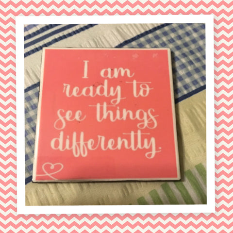SEE THINGS DIFFERENTLY Wall Art Ceramic Tile Gift Home Decor Positive Quote Affirmation {{ JAMsCraftCloset }}
