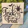 TRICK OR TREAT BATS COBWEB Wall Art Ceramic Tile Sign Gift Home Decor Halloween Decor {{ JAMsCraftCloset }}
