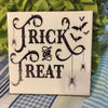 TRICK OR TREAT BATS SPIDERS Wall Art Ceramic Tile Sign Gift Home Decor Halloween Decor {{ JAMsCraftCloset }}