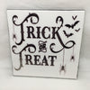 TRICK OR TREAT BATS SPIDERS Wall Art Ceramic Tile Sign Gift Home Decor Halloween Decor {{ JAMsCraftCloset }}
