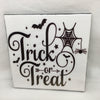 TRICK OR TREAT BATS COBWEB Wall Art Ceramic Tile Sign Gift Home Decor Halloween Decor {{ JAMsCraftCloset }}