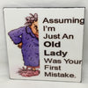 JUST AN OLD LADY Wall Art Tile Sign Gift Idea Home Decor Positive Saying AffirmationN {{ JAMsCraftCloset }}