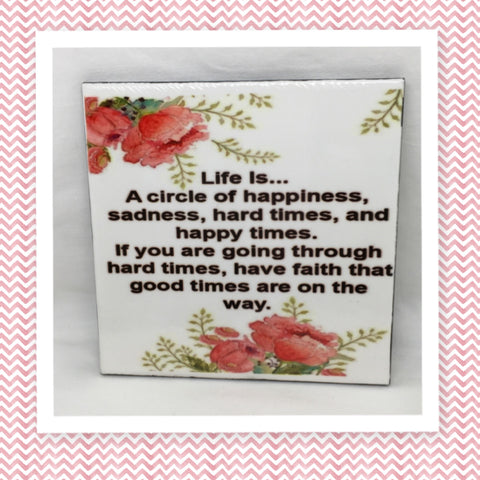 LIFE IS... Wall Art Tile Sign Gift Idea Home Decor Positive Saying AffirmationN {{ JAMsCraftCloset }}
