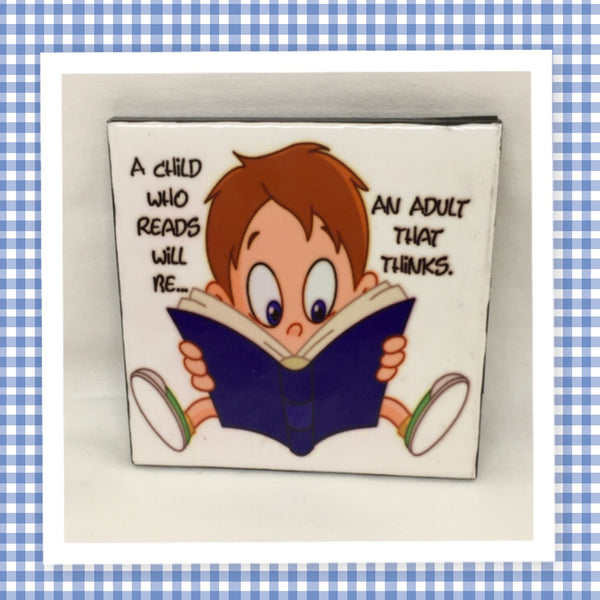 A CHILD WHO READS Wall Art Ceramic Tile Sign Gift Home Decor Positive Quote {{ JAMsCraftCloset }}