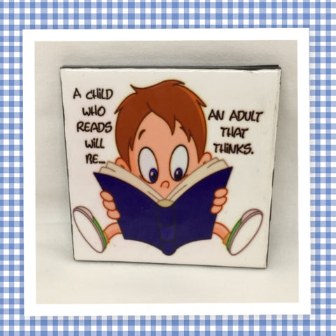 A CHILD WHO READS Wall Art Ceramic Tile Sign Gift Home Decor Positive Quote {{ JAMsCraftCloset }}