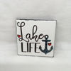 LAKE LIFE Wall Art Ceramic Tile Sign Gift Home Lake House Decor Positive Quote {{ JAMsCraftCloset }}