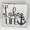 LAKE LIFE Wall Art Ceramic Tile Sign Gift Home Lake House Decor Positive Quote {{ JAMsCraftCloset }}