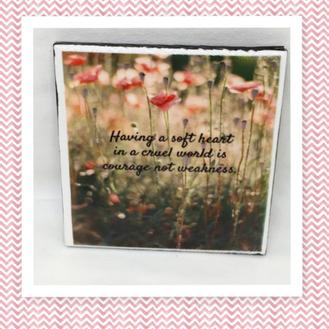 COURAGE NOT WEAKNESS Wall Art Tile Sign Gift Home Decor Positive Saying Affirmation {{ JAMsCraftCloset }}