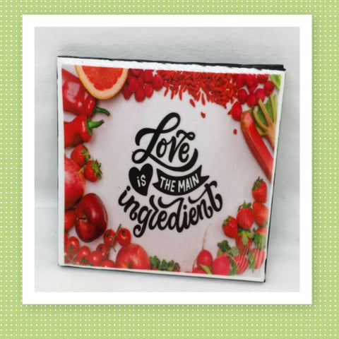 LOVE IS THE MAIN INGREDIENT Wall Art Ceramic Tile Sign Gift Home Kitchen Decor Positive Quote {{ JAMsCraftCloset }}