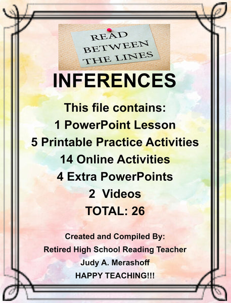 INFERENCE PowerPoint Digital Lesson Teacher Resource With Supplemental Activities HAPPY TEACHING {{ JAMsCraftCloset }}