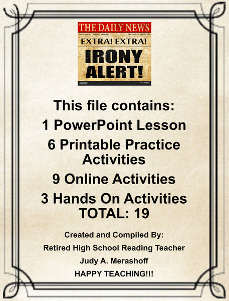 IRONY PowerPoint Digital Lesson Teacher Resource With Supplemental Activities HAPPY TEACHING {{ JAMsCraftCloset }}
