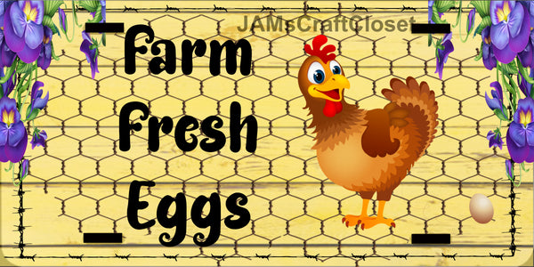 License Plate Digital Graphic Design Download FARM FRESH EGGS SVG-PNG-JPEG Sublimation Crafters Delight {{ JAMsCraftCloset }}