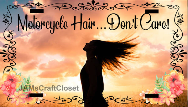 License Plate Motorcycle Digital Graphic Design Download MOTORCYCLE HAIR DONT CARE SVG-PNG-JPEG Sublimation Crafters Delight {{ JAMsCraftCloset }}