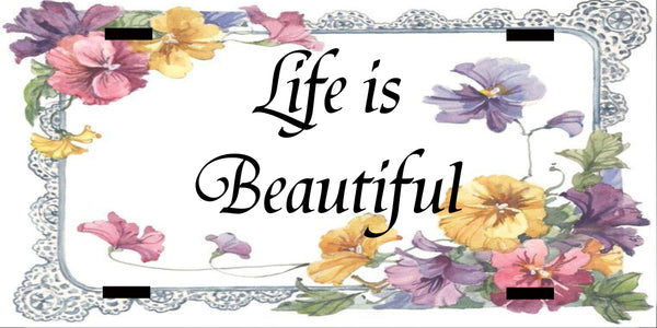 License Vanity Plate Front Plate Clever Funny Custom Plate Car Tag LIFE IS BEAUTIFUL Sublimation on Metal Gift Idea {{ JAMsCraftCloset }}
