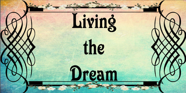 License Vanity Plate Front Plate Clever Funny Custom Plate Car Tag LIVING THE DREAM Sublimation on Metal Gift Idea {{ JAMsCraftCloset }}