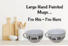 MUGS Soup Bowls Hand Painted I'M HERS I'M HIS Turquoise Yellow Purple Happy Dot Flowers Set of Two Crafters Delight {{ JAMsCraftCloset }}