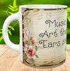 MUG Coffee Full Wrap Sublimation Digital Graphic Design Download MUSIC IS A PIECE OF ART SVG-PNG Music Crafters Delight {{ JAMsCraftCloset }}