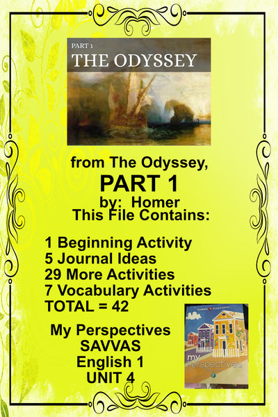 My Perspectives English I UNIT 4 from THE ODYSSEY PART 1 Teacher Supplemental Resources Student Activities {{ JAMsCraftCloset }}