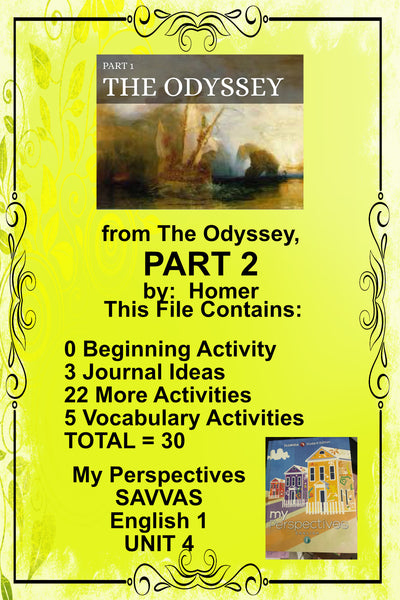 My Perspectives English I UNIT 4 from THE ODYSSEY PART 2 Teacher Supplemental Resources Student Activities {{ JAMsCraftCloset }}