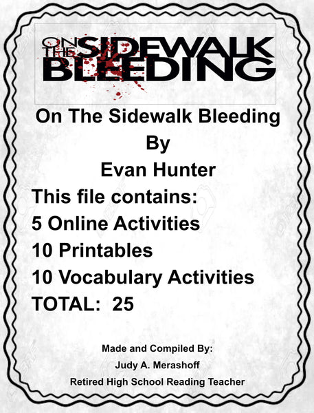ON THE SIDEWALK BLEEDING By Hunter Digital Lesson Teacher Resource With Supplemental Activities HAPPY TEACHING {{ JAMsCraftCloset }}