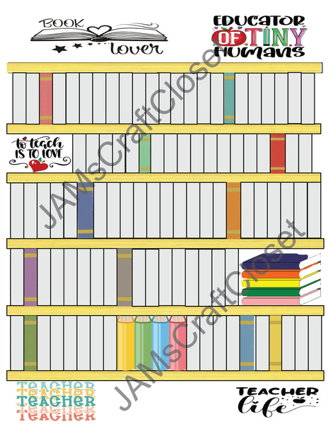 Digital Graphic Design SVG-PNG-JPEG Download Sublimation Design Teacher READING LOG 4 Crafters Delight {{ JAMsCraftCloset }}