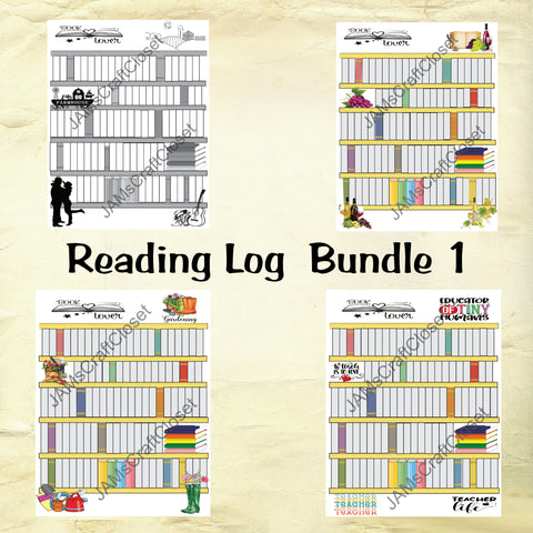 BUNDLE READING LOGS Graphic Design Downloads SVG PNG JPEG Farmhouse Gardening, Wine Teacher Design Crafters Delight {{ JAMsCraftCloset }}