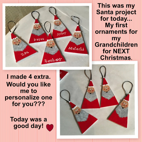 Christmas Personalized Ornament Handmade Hand Painted SANTA Wooden Holiday Tree Decoration Crafters Delight {{ JAMsCraftCloset }}