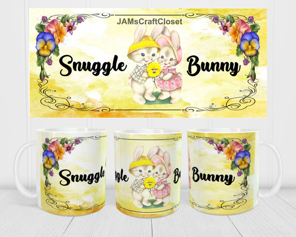 MUG Coffee Full Wrap Sublimation Digital Graphic Design Download SNUGGLE BUNNY SVG-PNG-JPEG Easter Crafters Delight {{ JAMsCraftCloset }}