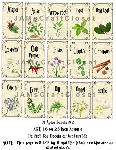 SPICE LABELS 2 Digital Graphic Design Downloads SVG PNG JPEG Files Decal Waterslide Sublimation Design Crafters Delight {{ JAMsCraftCloset }}