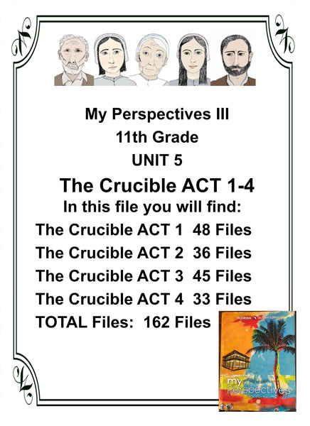 My Perspectives English III UNIT 5 THE CRUCIBLE ACTS 1 to 4 11th Grade BUNDLE 4 PASSAGES Teacher Resource Lesson Supplemental Activities {{ JAMsCraftCloset }}