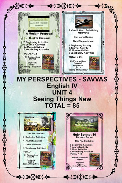 My Perspectives English IV UNIT 4 SEEING THINGS NEW Teacher Supplemental Activities 4 Passages {{ JAMsCraftCloset }}