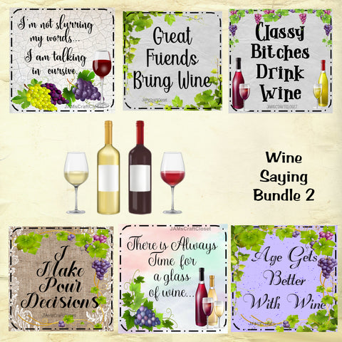 BUNDLE WINE GLASS DESIGNS 2 Digital Graphic Design Sublimation Designs Downloads SVG PNG JPEG Files Crafters Delight {{ JAMsCraftCloset }}