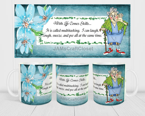 MUG Coffee Full Wrap Sublimation Digital Graphic Design Download WITH LIFE COMES SKILLS SVG-PNG Crafters Delight {{ JAMsCraftCloset }}