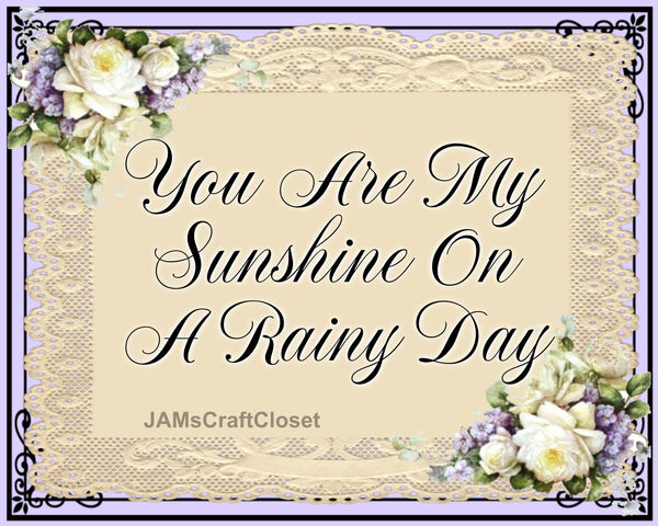 Digital Graphic Design SVG-PNG-JPEG Download Positive Saying Valentine Sayings Quotes YOU ARE MY SUNSHINE ON A RAINY DAY Crafters Delight {{ JAMsCraftCloset }}