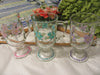 Mugs Clear Glass Hand Painted Floral Pink Aqua Purple Flowers SET of 3 {{ JAMsCraftCloset }}