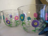 Mugs Coffee Soup Hand Painted Clear Glass Spring Flower HAPPY DOTS Pink Aqua Purple Flowers SET OF 2 {{ JAMsCraftCloset }}