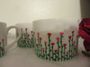 Cups SMALL White Coffee Tea Hand Painted HEART FLOWERS Red Pink Heart Flowers Set of 4 {{ JAMsCraftCloset }}