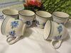 Cup Mugs Off White Hand Painted Blue Flowers Set of Six {{ JAMsCraftCloset }}
