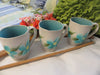 Mugs Floral Gray Hand Painted Aqua Inside Mug BUY 2 Get 1 FREE {{ JAMsCraftCloset }}