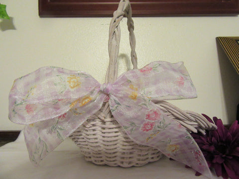 Basket Flower Girl With Lavender Gingham Floral Bow Wedding Accessory {{ JAMsCraftCloset }}