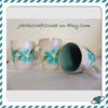 Mugs Floral Gray Hand Painted Aqua Inside Mug BUY 2 Get 1 FREE {{ JAMsCraftCloset }}