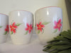 Mugs Cups Hand Painted Red Floral Corelle Stoneware Classic Cafe White Red Rimmed SET of 4 {{ JAMsCraftCloset }}
